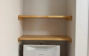 洗面所　洗濯機上棚新規取付事例